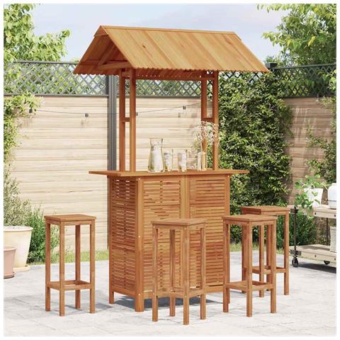 Tavolo Bar Esterno Con Tetto 113x106x217cm Massello Di Acacia - Foto 8