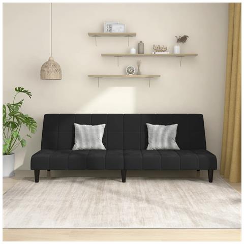 Divano Letto a 2 Posti Nero in Velluto - Foto 2