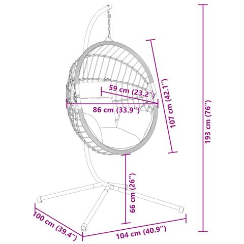Sedia Uovo Sospesa e Supporto Grigio Chiaro Polyrattan/Acciaio - Foto 8