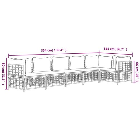Set Divani da Giardino 6 pz con Cuscini Antracite in Polyrattan - Foto 8