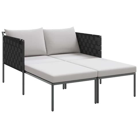 Lettino prendisole con cuscini per 2 persone Anthracite 115x153x69,5 cm Acciaio - Foto 1