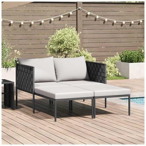 Lettino prendisole con cuscini per 2 persone Anthracite 115x153x69,5 cm Acciaio - Foto 2
