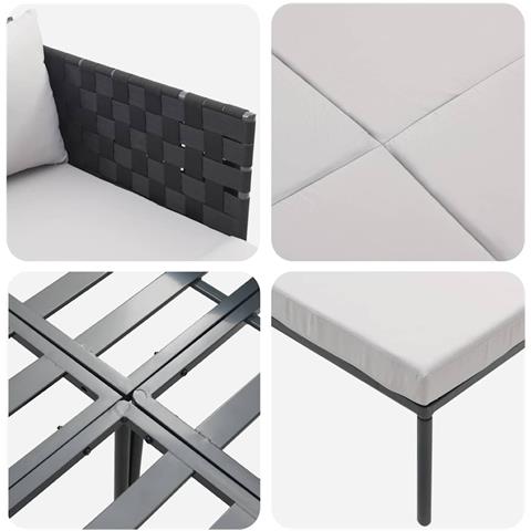 Lettino prendisole con cuscini per 2 persone Anthracite 115x153x69,5 cm Acciaio - Foto 9