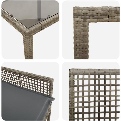 Set da Pranzo per Giardino da 7 Pezzi con Cuscini Grigio Polyrattan - Foto 9