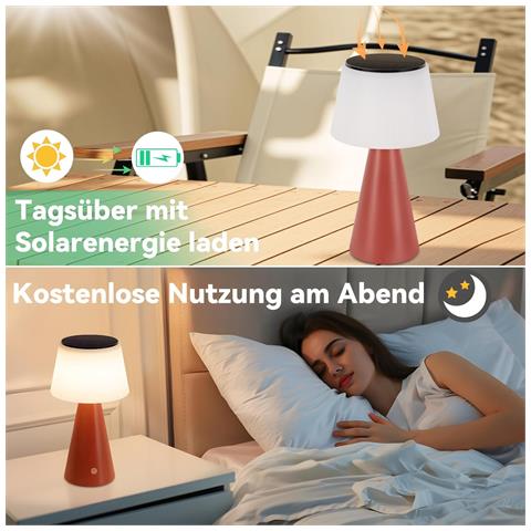Lampada Da Tavolo A Led, Wireless, Solare, A Batteria, Moderna, Da Comodino, Touch Dimmerabile - Foto 2
