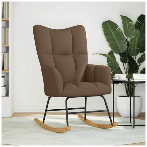 Sedia a Dondolo Marrone in Tessuto - Foto 2