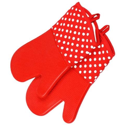 Guanti Da Forno A Microonde Lunghi 300°c Resistenti Al Calore, Antiscivolo In Silicone (1 Paio) Red - Foto 2