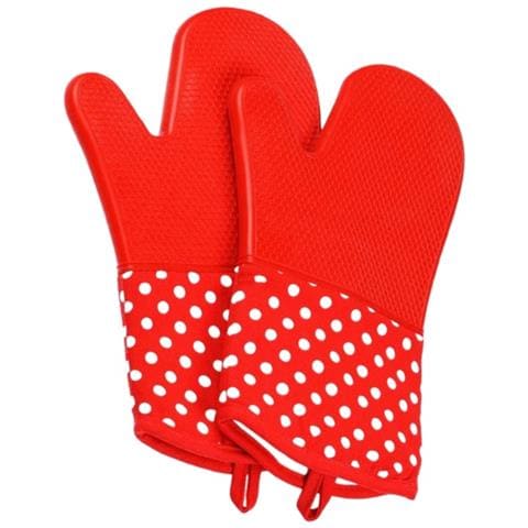 Guanti Da Forno A Microonde Lunghi 300°c Resistenti Al Calore, Antiscivolo In Silicone (1 Paio) Red - Foto 1