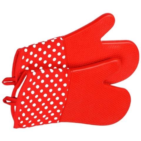 Guanti Da Forno A Microonde Lunghi 300°c Resistenti Al Calore, Antiscivolo In Silicone (1 Paio) Red - Foto 3