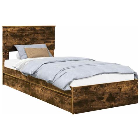 Letto con Contenitore Rovere fumé 90 x 200 cm Legno multistrato - Foto 1