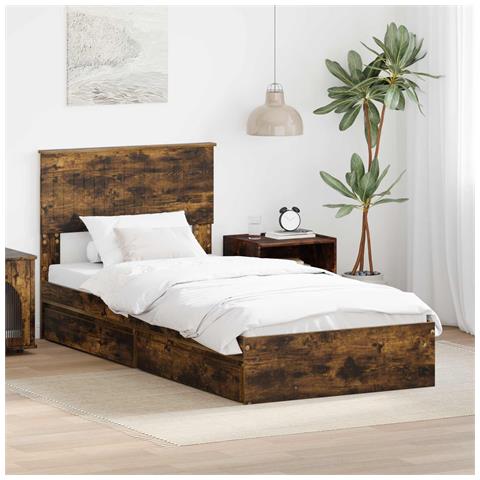 Letto con Contenitore Rovere fumé 90 x 200 cm Legno multistrato - Foto 2