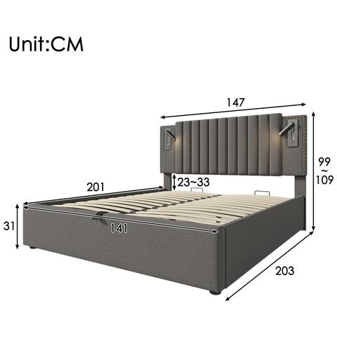 Letto Imbottito Con Design Vintage, Borchie E Tessuto Grigio - Foto 2