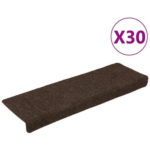 Tappetini per scale autoadesivi 30 pz 65x21x4 cm marrone bordo rettangolare - Foto 1