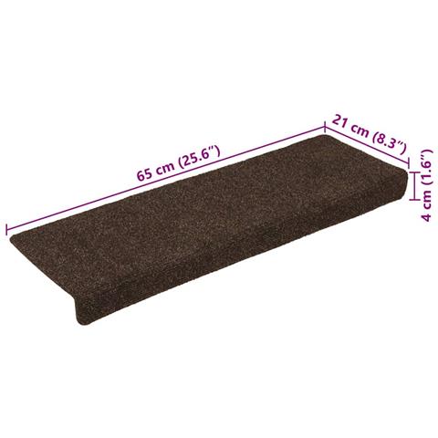 Tappetini per scale autoadesivi 30 pz 65x21x4 cm marrone bordo rettangolare - Foto 8