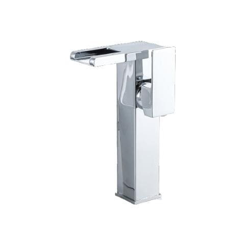 Rubinetto per lavabo da bagno, Blackswan, tipo M189, modello alto cromato con bocca a cascata e LED, misura 24 cm - Foto 1
