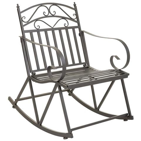 Sedia A Dondolo In Ferro Battuto Grigio 55x45x91h Cm - Foto 1