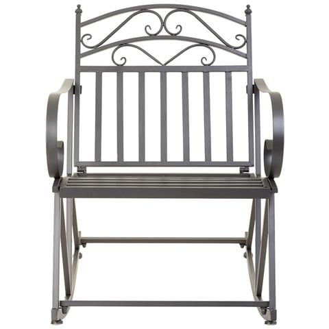 Sedia A Dondolo In Ferro Battuto Grigio 55x45x91h Cm - Foto 2
