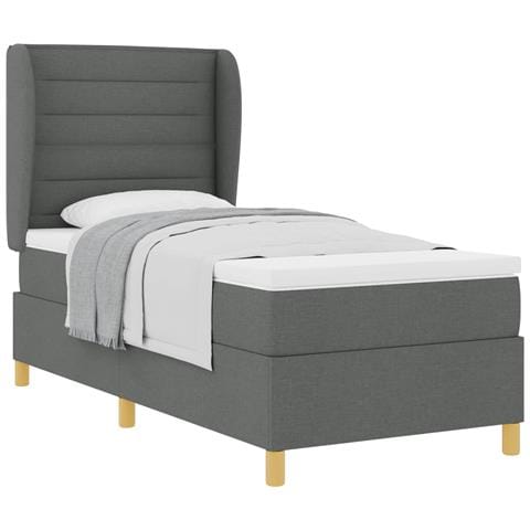 Letto con molle e materasso Grigio Scuro 90x190 cm Tessuto - Foto 1