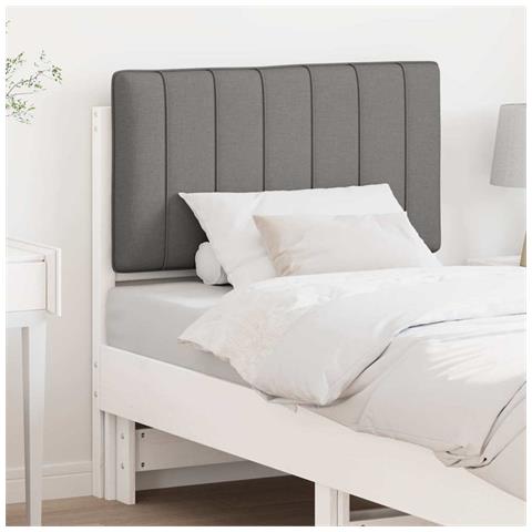 Testiera imbottita Bianco e grigio chiaro 75 cm Pino massello - Foto 2
