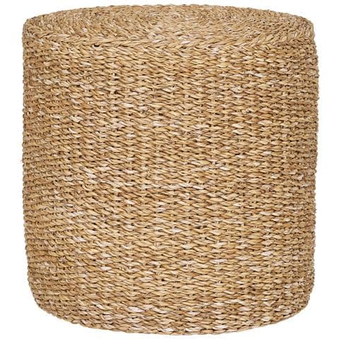 Pouf Rivera In Seagrass E Cotone Naturale — Ø40×40 Cm - Foto 1