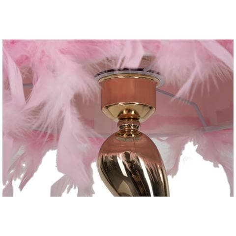 Lampada Da Tavolo Cart Rosa Con Base Sinuosa In Metallo E Paralume In Piume Rosa - Foto 2