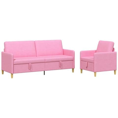 Set di Divani con Storage 2 pcs Rosa Poliestere - Foto 1