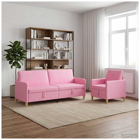 Set di Divani con Storage 2 pcs Rosa Poliestere - Foto 2