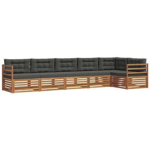 Set di divani da esterno con cuscino 6 pcs Naturale e Antracite - Foto 1