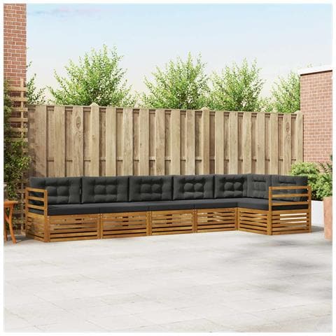 Set di divani da esterno con cuscino 6 pcs Naturale e Antracite - Foto 2