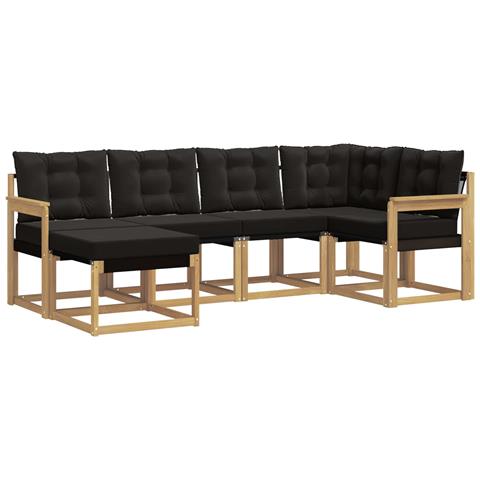 Set di divani da esterno con cuscino 6 pcs Bianco e Nero - Foto 1