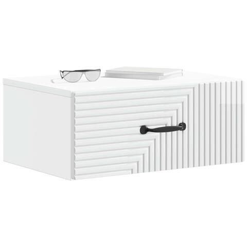 Mobiletto da notte a muro Bianco Lucido 49 x 34,5 x 20 cm - Foto 2