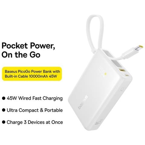 Power Bank - Bianco, 10000 mAh, 45W - Foto 4