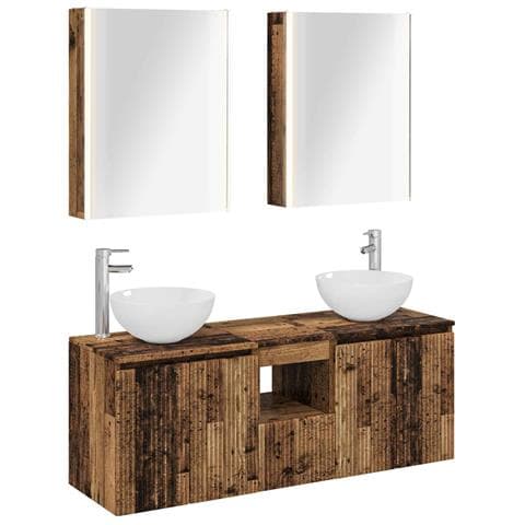 Set di Armadi da Bagno 5 pcs Legno antico 53 x 15,5 x 70 cm - Foto 1