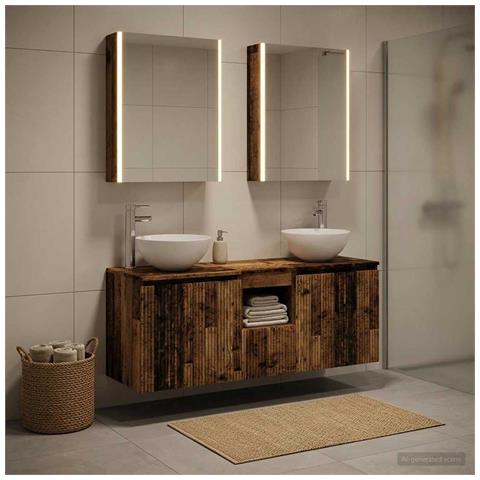 Set di Armadi da Bagno 5 pcs Legno antico 53 x 15,5 x 70 cm - Foto 2