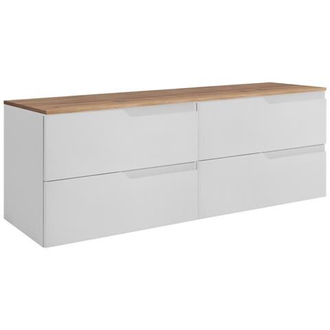 Mobile sottolavabo, Marrone e nero, 160 cm, Con piano d'appoggio, 2 cassetti, MDF, 2 ante, Ripiano integrato, MODERNO - Foto 1