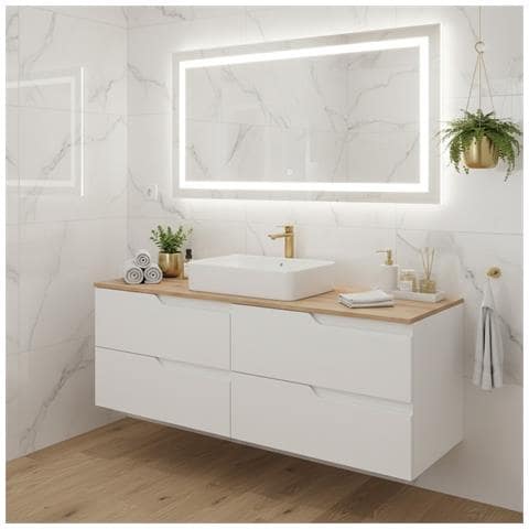 Mobile sottolavabo, Marrone e nero, 160 cm, Con piano d'appoggio, 2 cassetti, MDF, 2 ante, Ripiano integrato, MODERNO - Foto 2