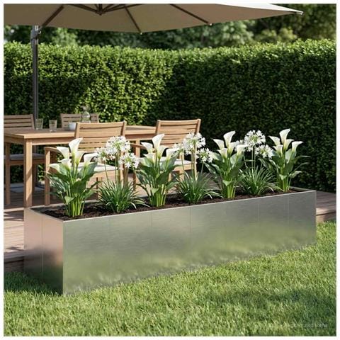 Vaso da giardino Argento 280 x 80 x 60 cm Acciaio zincato - Foto 2