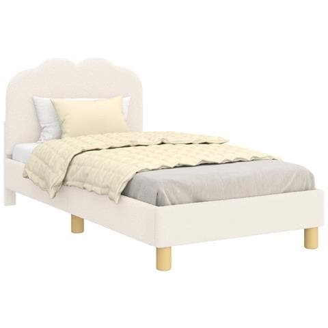 Struttura letto bambini con testata Crema 80 x 160 cm Bouclé - Foto 1