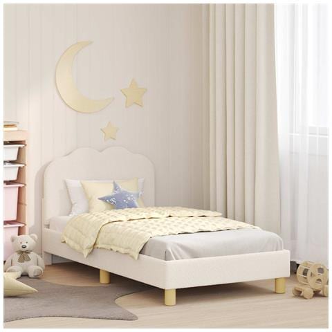 Struttura letto bambini con testata Crema 80 x 160 cm Bouclé - Foto 2