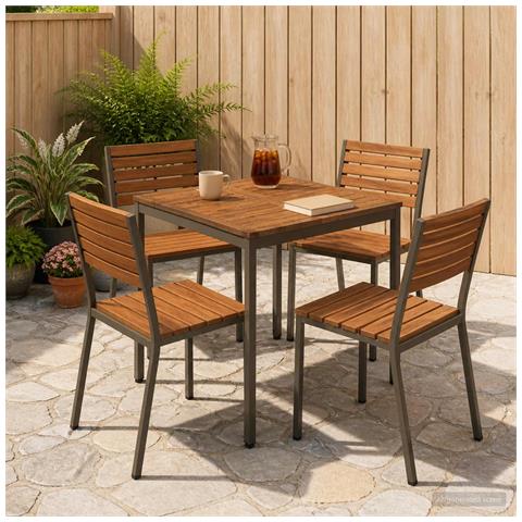 Tavolo da cena da giardino Naturale e Caffè 70 x 68,5 x 75 cm - Foto 2