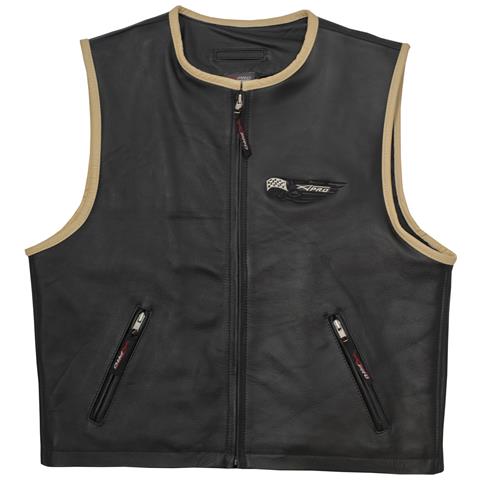 Gilet Pelle Moto Custom Chopper Foderato Zip Frontale Tasche Nero M - Foto 4