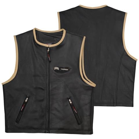 Gilet Pelle Moto Custom Chopper Foderato Zip Frontale Tasche Nero M - Foto 1