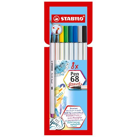 Pen 68 brush - Pennarello Premium con punta a pennello - Astuccio da 8 - con 8 colori assortiti - Foto 1
