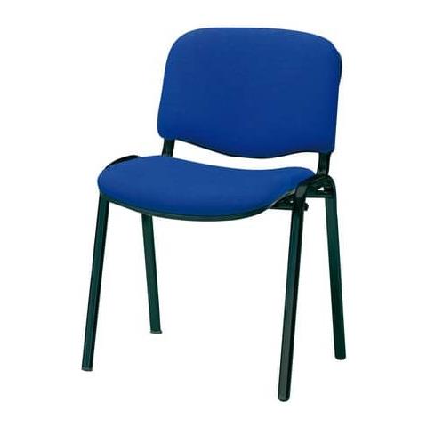 Sedia Visitatore 4 Gambe Dado D5s Acciaio Nero - Rivestimento Ignifugo Blu - Conf. 4 Pezzi - D5s / 4 / ib - Foto 1