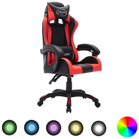 Sedia Da Gaming Con Luci A Led Rgb Rossa E Nera In Similpelle - Foto 1