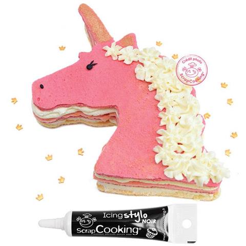 Tagliabiscotti Xxl In Acciaio Inox Unicorno + Penna Per Glassa Nera - Foto 1