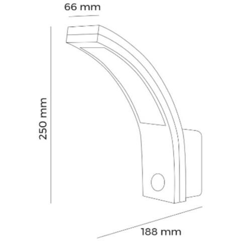 Lampada Da Parete Per Esterni Con 10w 4000k 750 Lumen Led Sensor 10w 250x188x66mm - Foto 5