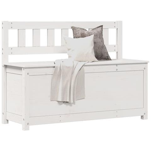 Panca Bianca 110x41x76,5 cm in Legno Massello di Pino - Foto 2