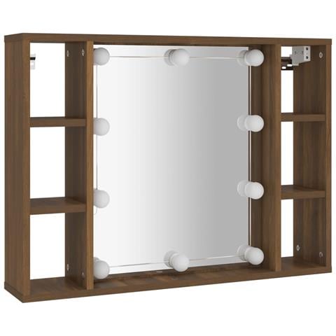 Mobile A Specchio Con Led Rovere Marrone 76x15x55 Cm - Foto 2