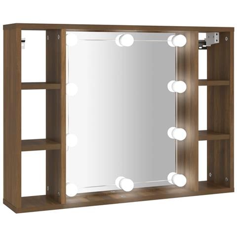 Mobile A Specchio Con Led Rovere Marrone 76x15x55 Cm - Foto 1